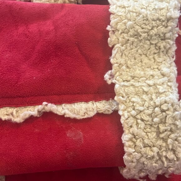 Tasha Polizzi red faux suede coat large sherpa military inspired long - Picture 13 of 16